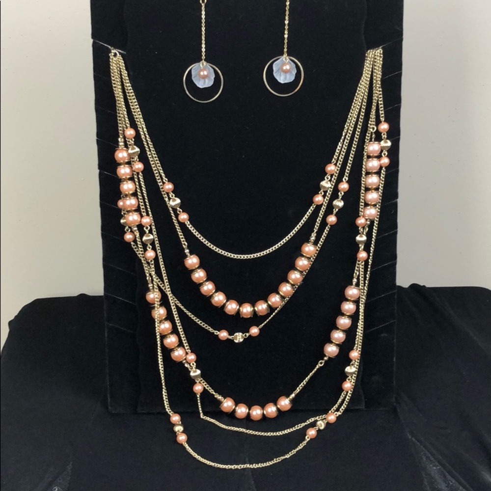 Jewelry set Peach Pearls gold
